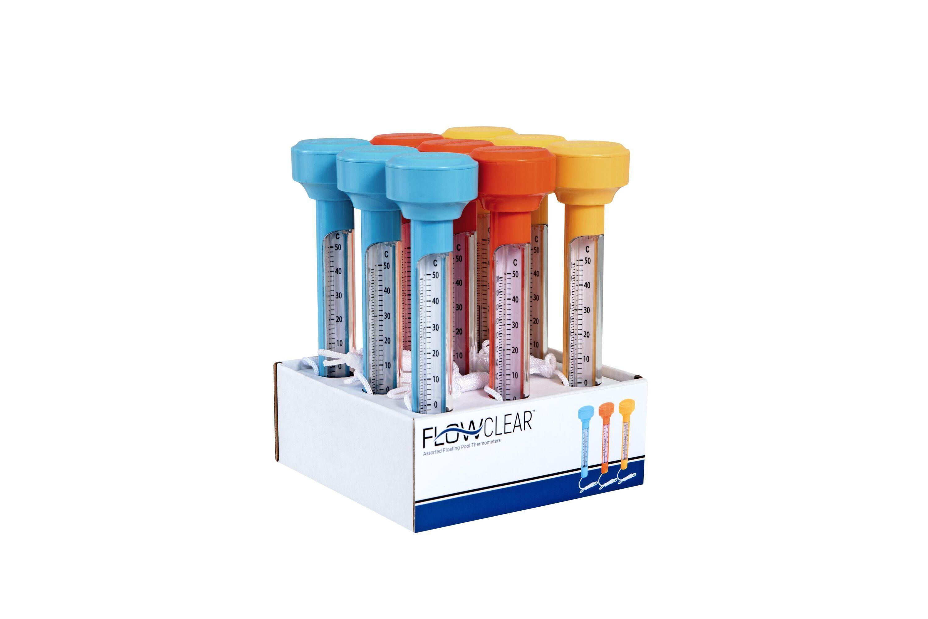 BESTWAY 58697 ASSORTED FLOATING POOL THERMOMETER W/PDQ (Contents:1 Floating Pool Thermometer,assorted in 3 colors: orange, yellow, blue.) 