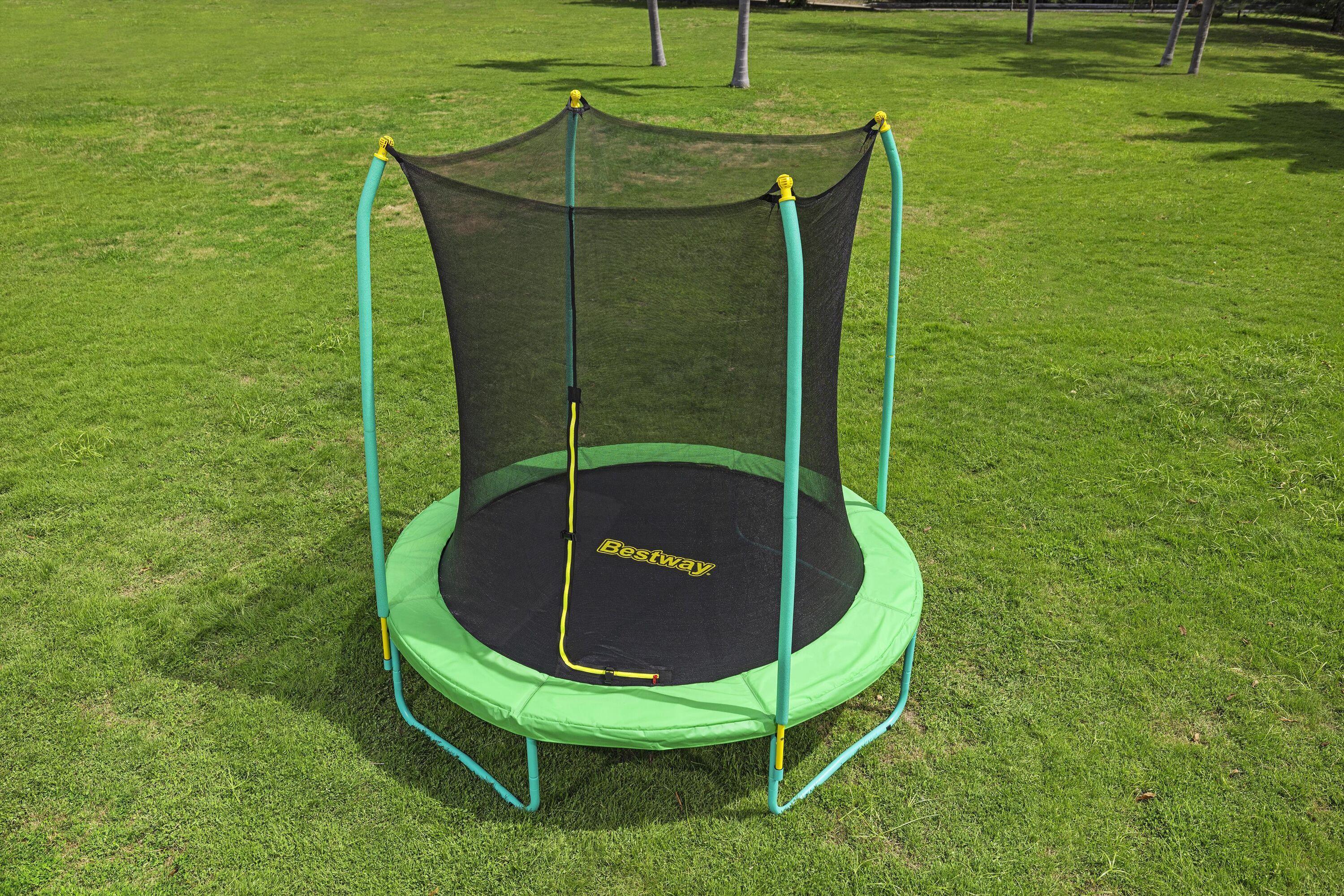 BESTWAY 59102 2.44m x 2.50m Xtreme Air Trampoline (1 trampoline, 1 spring-loading tool, 4 anchors, 8 foot pads) Age 6+