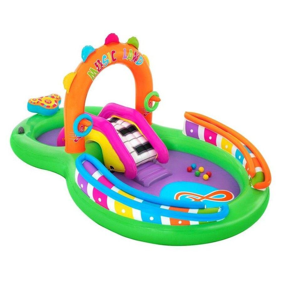 BESTWAY 2.95M X 1.90M X 1.37M SING 'N SPLASH PLAY CENTER (1 pool, 1 slide, 1 drum, 2 inflatable rings, 1 microphone, 6 play balls, repair patch.) Age 2+