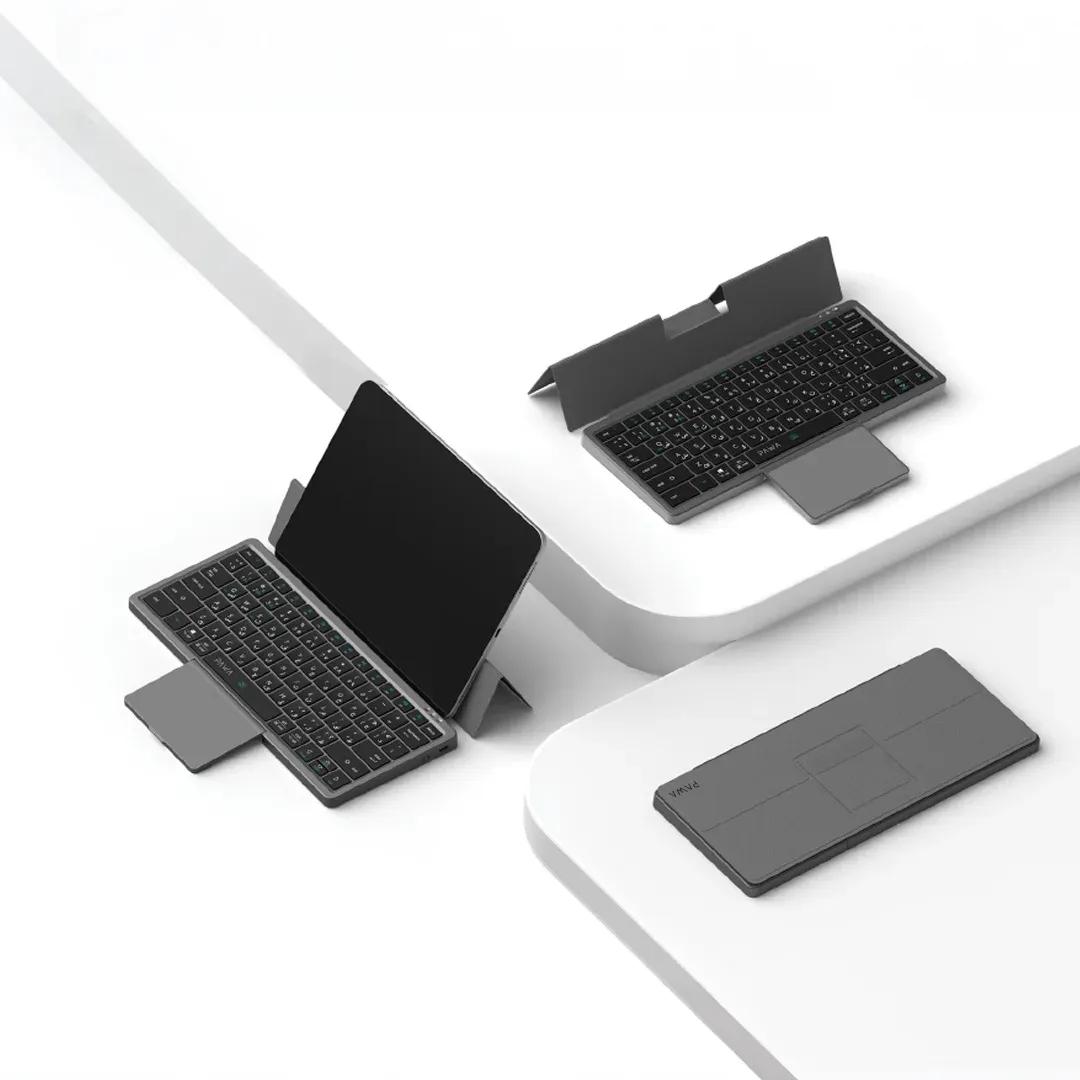 Tri-Fold Wireless Keyboard With Touchpad - PW-PKW2T5F1-GY