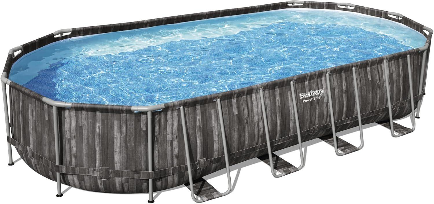 BESTWAY 7.32M X 3.66M X 1.22M OVAL POOL SET (Contents:One Pool, Filter Pump(220-240V), Ladder,Cover, ChemConnect Dispenser, Compatible with Cartridge 58095(IV)220-240V) 