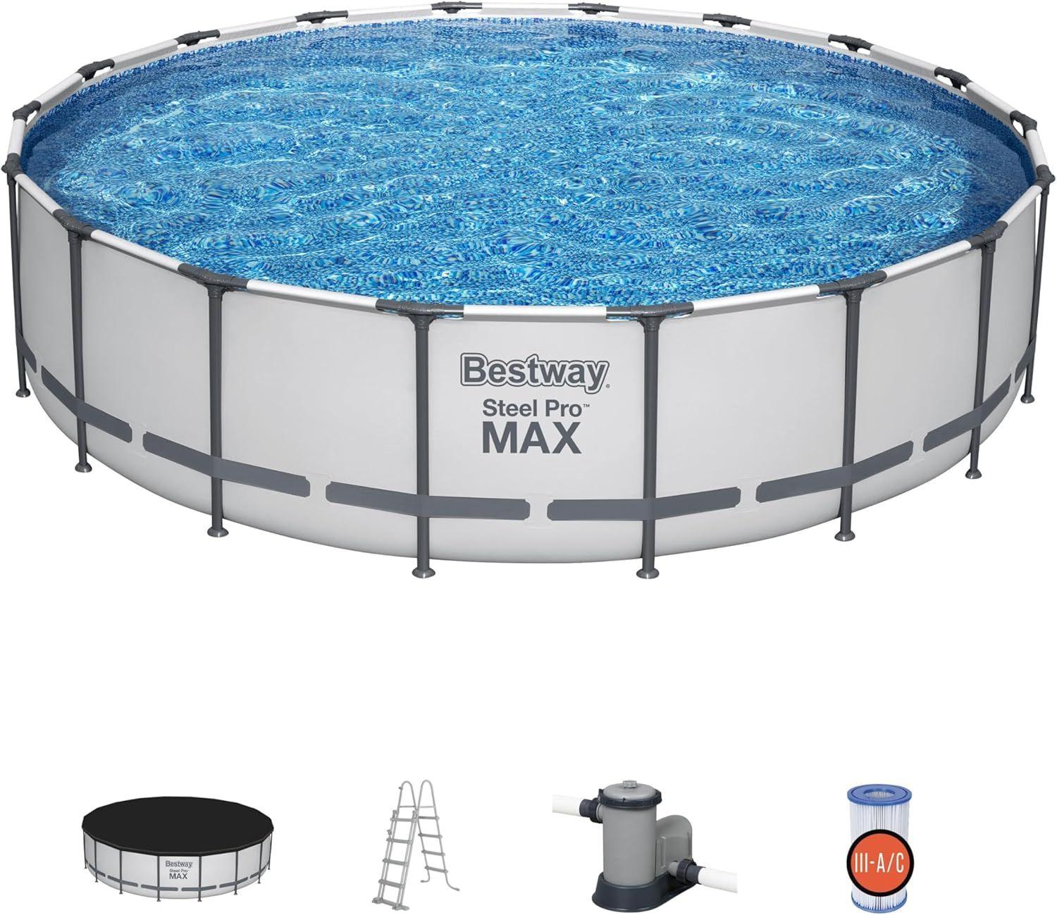 BESTWAY 5.49M X 1.22M POOL SET (Contents:Pool, Filter Pump(220-240V), Ladder, Cover, Compatible with Cartridge 58012(III)220-240V) 