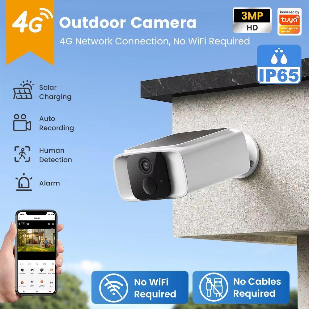   Mini 4G LTE Solar Smart Security Camera 3MP HD with Built-In SIM Card