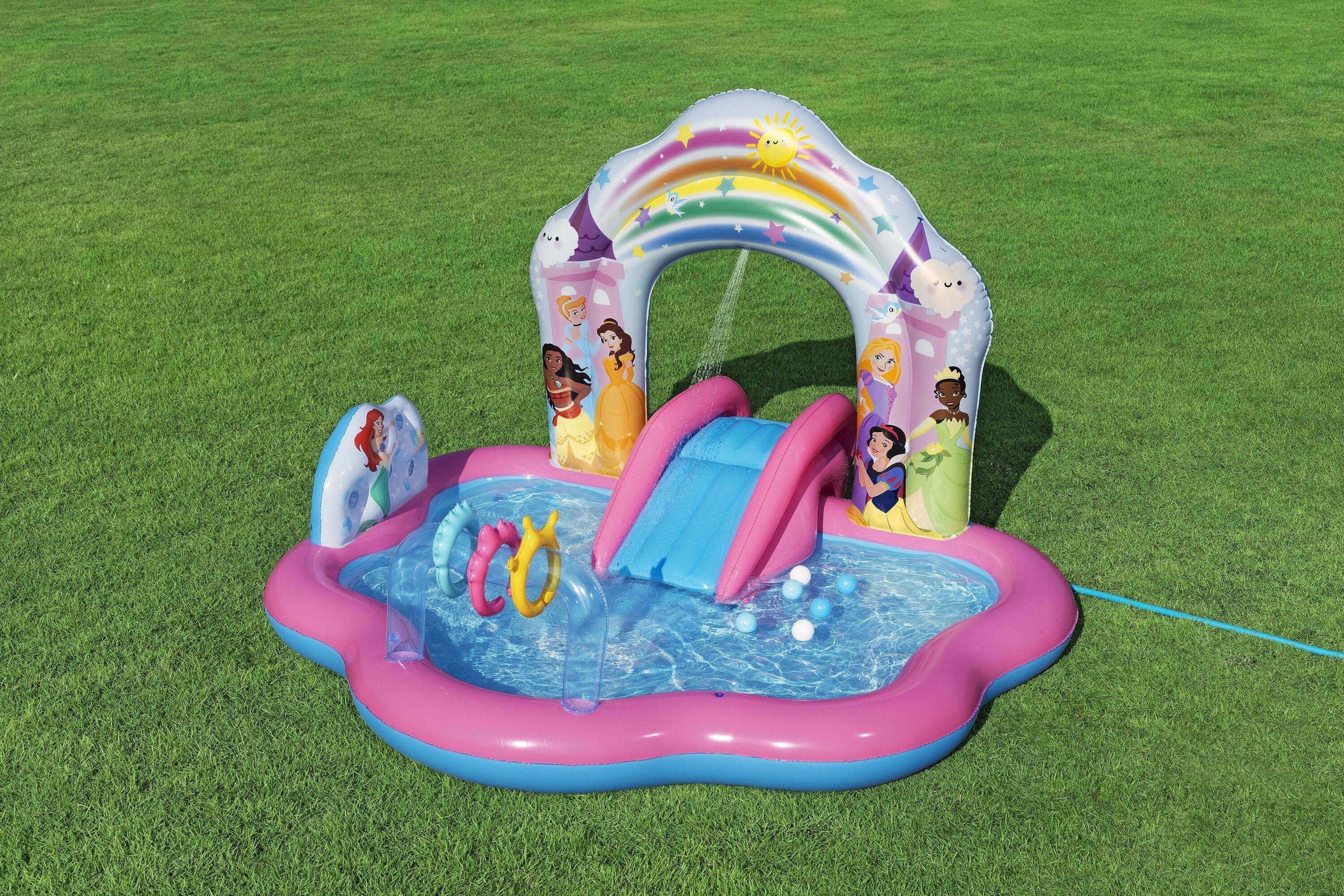 BESTWAY 2.21m x 1.93m x 1.40m Disney Princess Enchanted Palace Play Center (1 pool, 3 crowns, 6 play balls, repair patch) Age 2+
