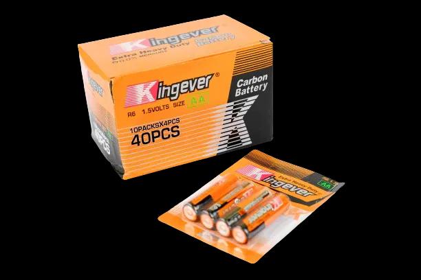 Kingever AA 1.5V Carbon Batteries — 40pcs Value Pack (10 × 4)