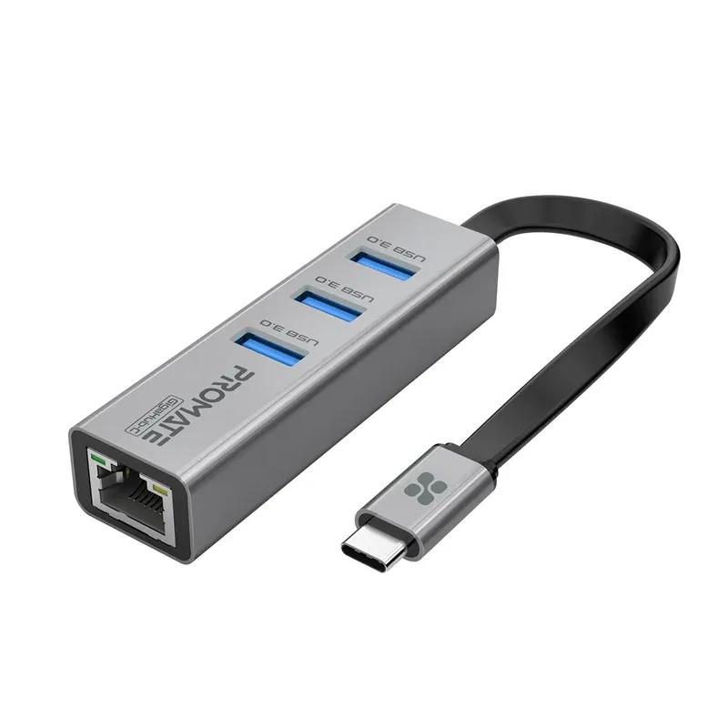 Multi-Port USB-C Hub with Ethernet Adapter • 3 x USB 3.0 Ports 