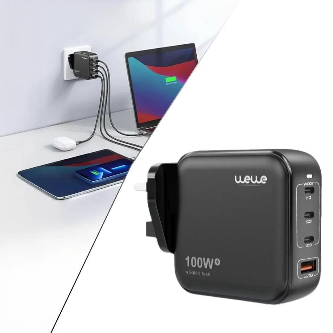 100W Fast Charger with Type-C and USB Ports – High-Efficiency Multi-Device Charging