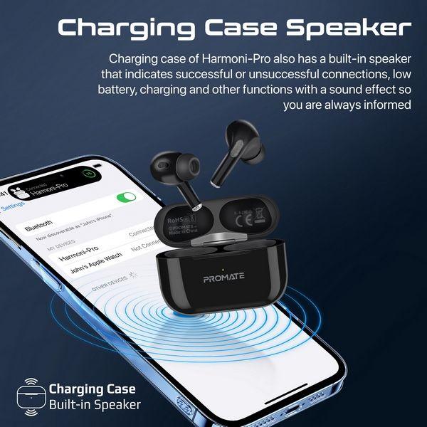 Promate - Harmoni-Pro High Definition InteliTouch TWS Earphone, With 350mAh - Black