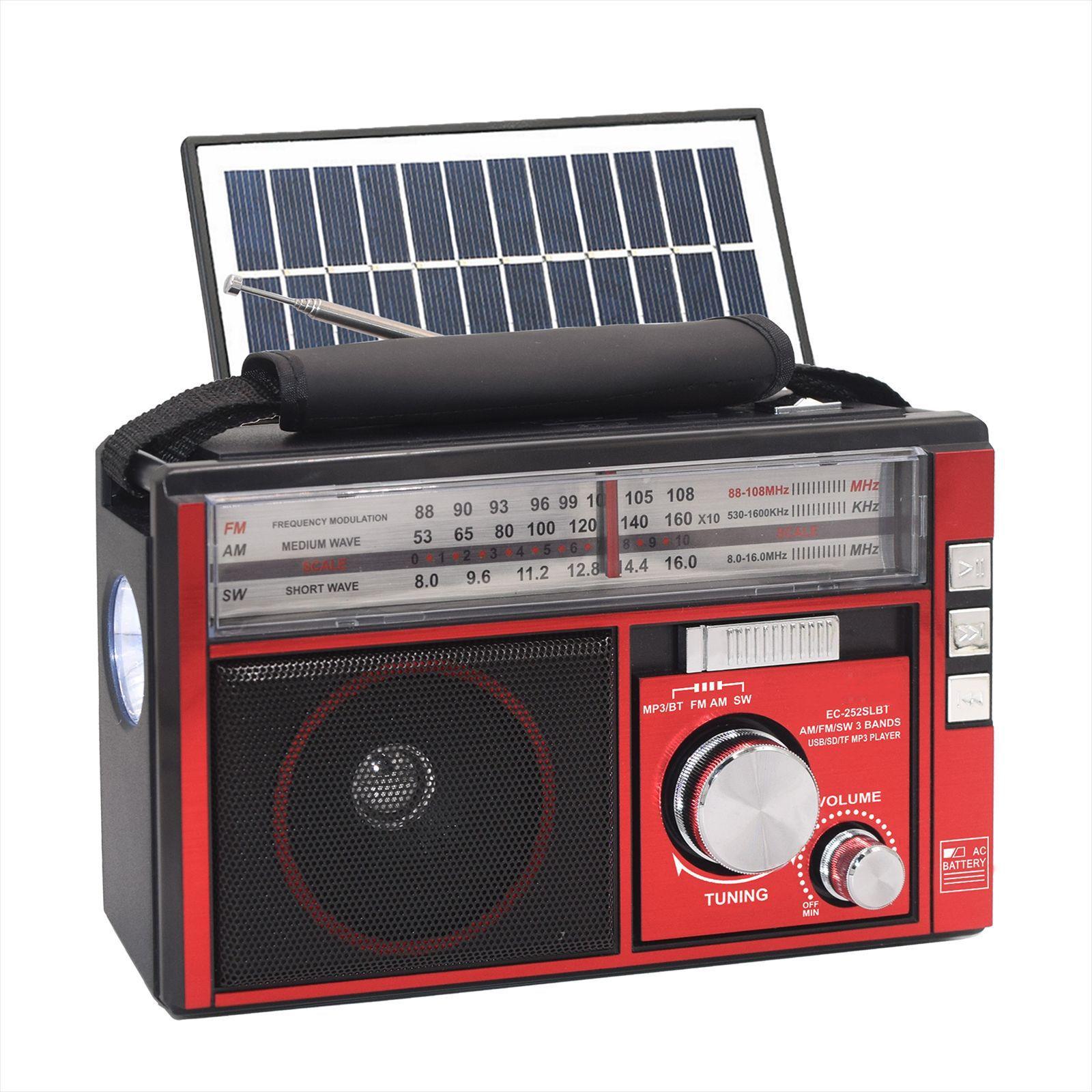 Evche EC-252SLBT portable home radio, solar powered, high sensitivity, high quality, supports AM/FM reception