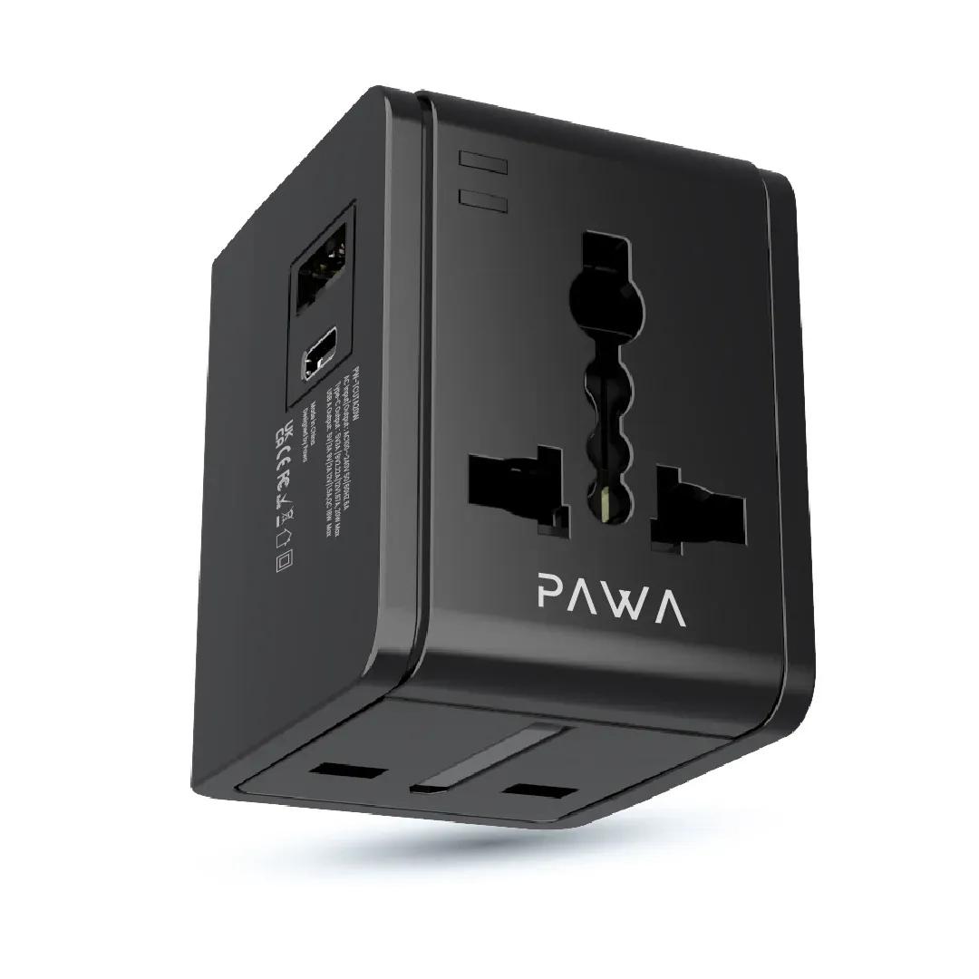 Pawa PW-TCUTA20W-BK Universal Travel Charger with PD + QC Ports – Fast & Safe Charging