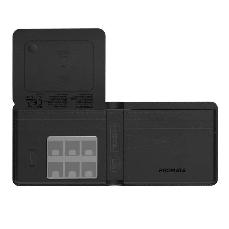 Promate ProWallet – Smart Anti‑Loss Leather Wallet with Global Tracking