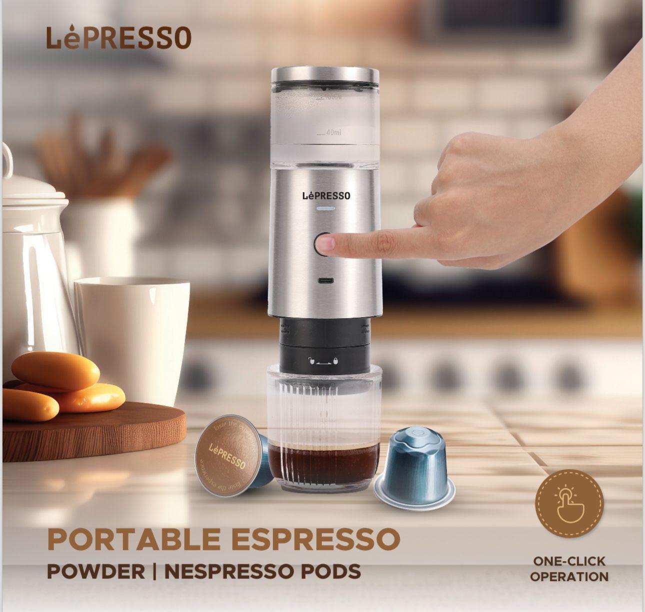 LePresso Portable Espresso Maker – Supports Powder & Nespresso Pods