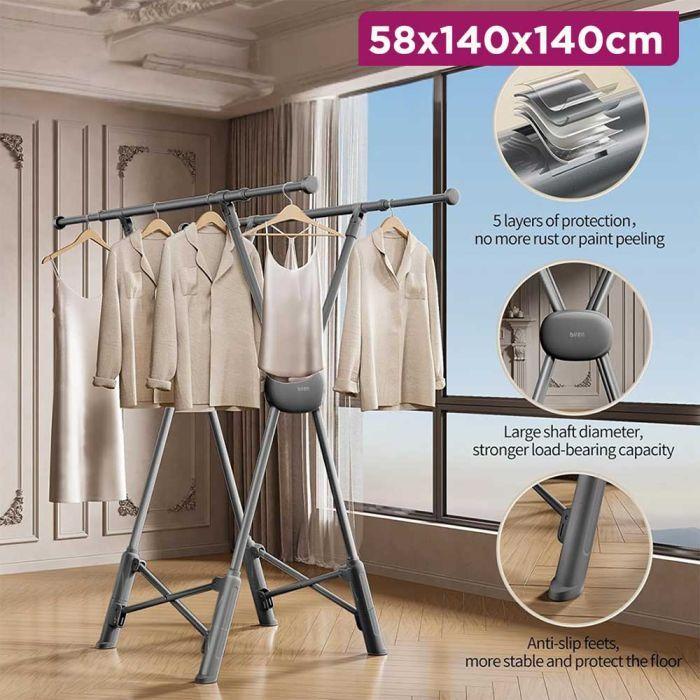 Adjustable Folding Laundry Rack with Dual Drying Modes