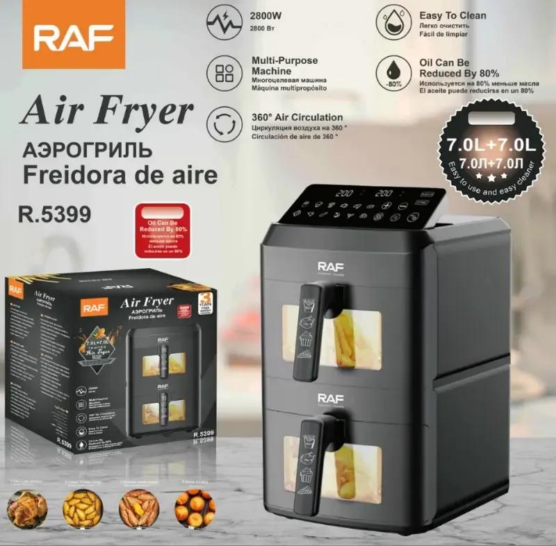RAF R.5399 Dual Basket Digital Air Fryer 7L+7L 2800W with LED Display, 360° Hot Air Circulation